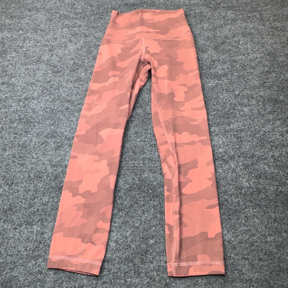 Lululemon Align Leggings Womens 0 Pink Camo High Rise Crop Yoga Pants Athleisure